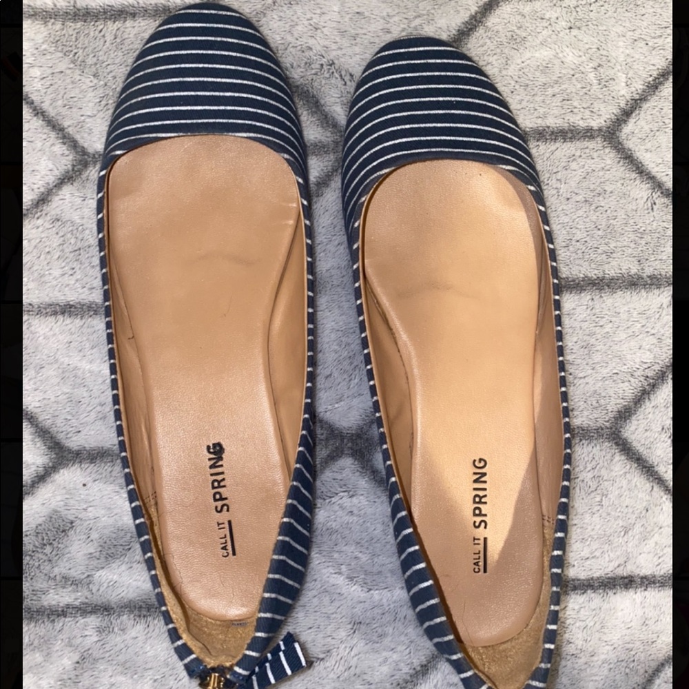 Navy Blue Stripped Flats